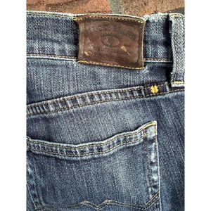Lucky Brand Jeans 4/27 Blue Stretch Denim Sweet 'N Low Distressed Knees Flare